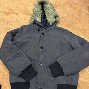 Bluenotes Men's Charcoal Hooded Puffer Jacket